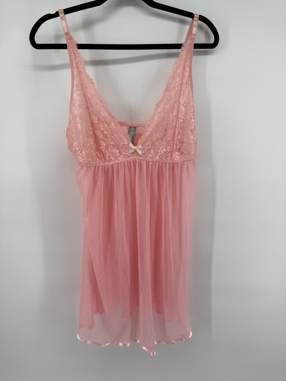 Daisy Fuentes Women’s XL Sheer Pink Camisole Nitie Babydoll Nightgown Flirty